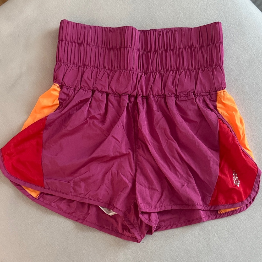 Free People Movement-  Purple and Orange lined Shorts